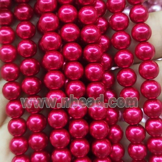 hotpink Pearlized Glass Beads, round