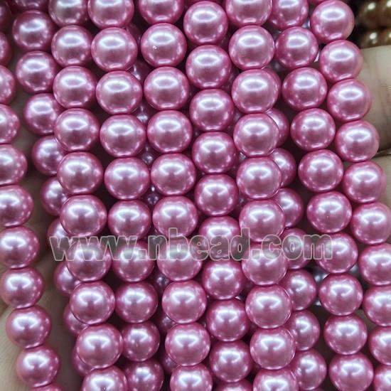 pink Pearlized Glass Beads, round