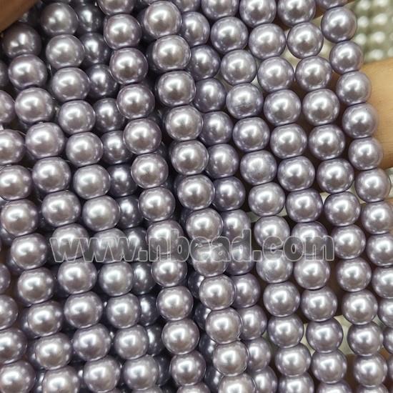 purplegray Pearlized Glass Beads, round