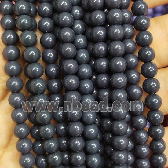 darkgray Lacquered Glass Beads, round