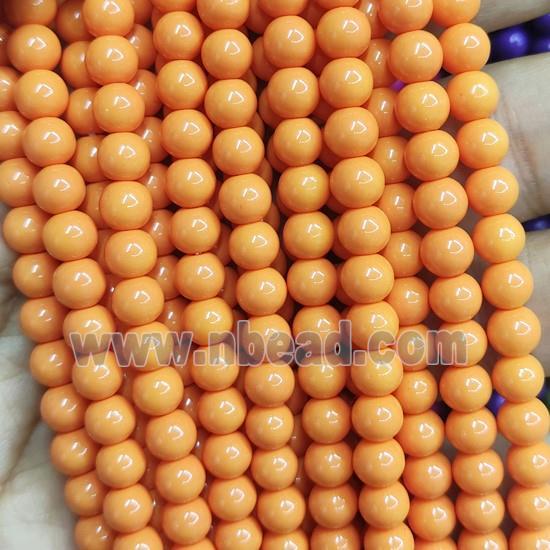 orange fire Lacquered Glass Beads, round