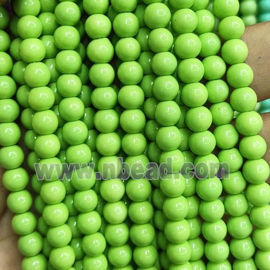 olive Lacquered Glass Beads, round