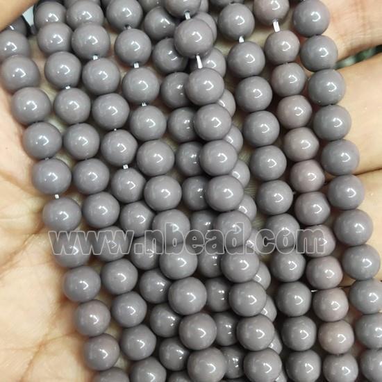 gray Lacquered Glass Beads, round