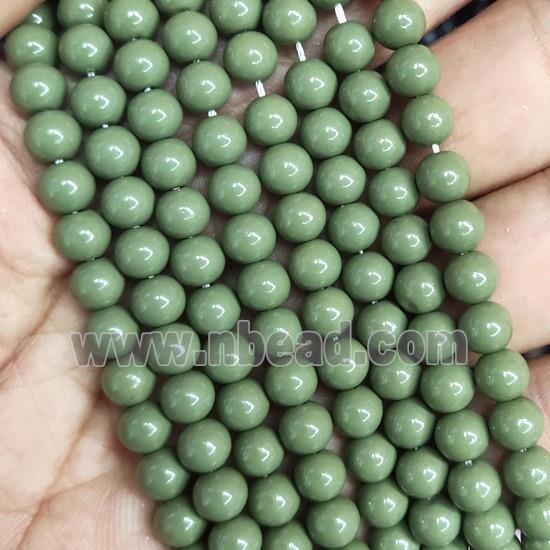 green Lacquered Glass Beads, round