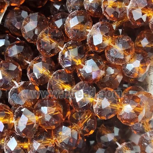 Deep AmberGold Chinese Crystal Glass Beads Faceted Rondelle