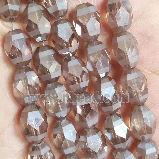 Champagne Crystal Glass Beads Faceted Barrel