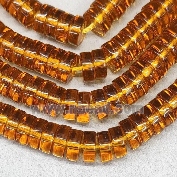 Orange Crystal Glass Heishi Spacer Beads