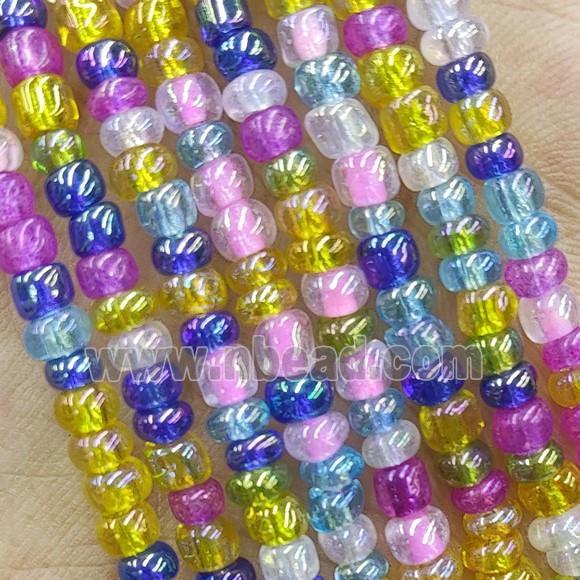 Mixed Color Lampwork Glass Rondelle Beads Electroplated