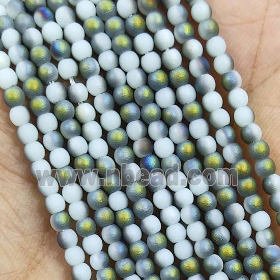 WhiteGreen Glass Seed Beads Round Matte