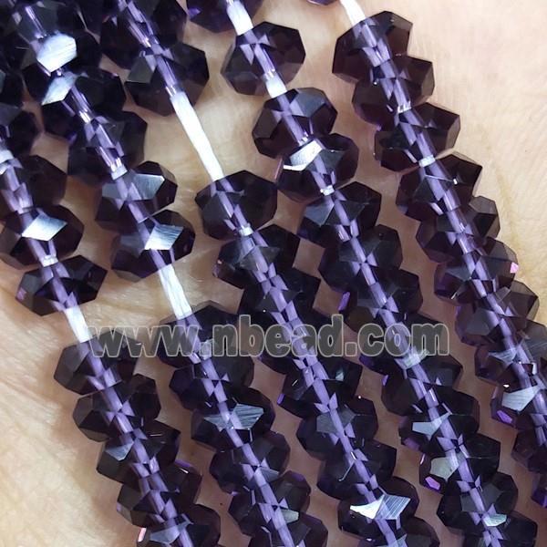 Purple Crystal Glass Beads Faceted Rondelle