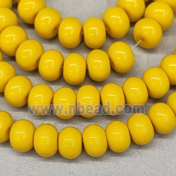 Yellow Jadeite Glass Rondelle Beads