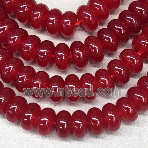 Jadeite Glass Rondelle Beads Red