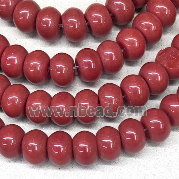 Red Jadeite Glass Rondelle Beads