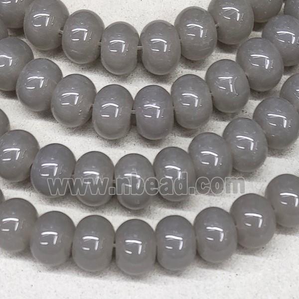 Grey Jadeite Glass Rondelle Beads