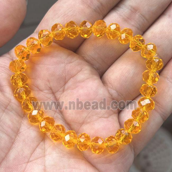 Orange Crystal Glass Bracelet Stretchy Faceted Rondelle