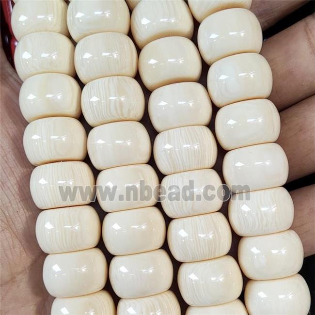 Beige Resin Rondelle Beads Smooth