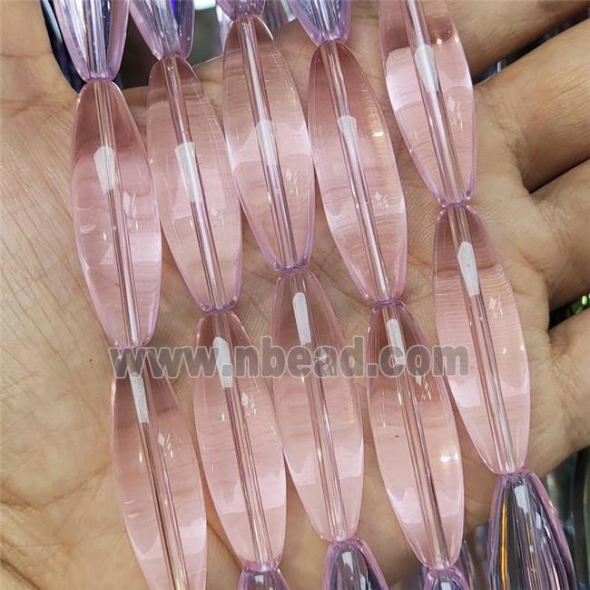 Pink Crystal Glass Rice Beads