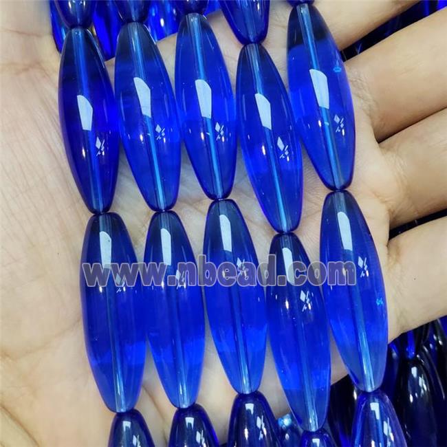 Blue Crystal Glass Rice Beads