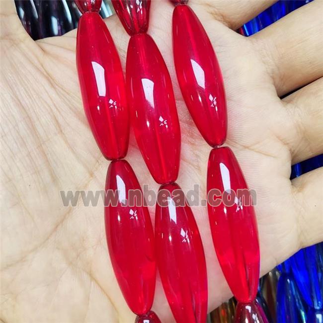 Red Crystal Glass Rice Beads