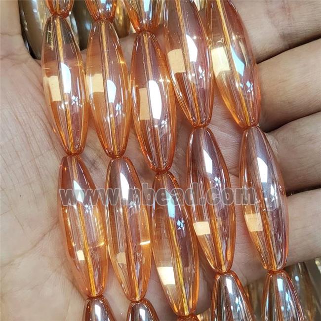 Orange Crystal Glass Rice Beads