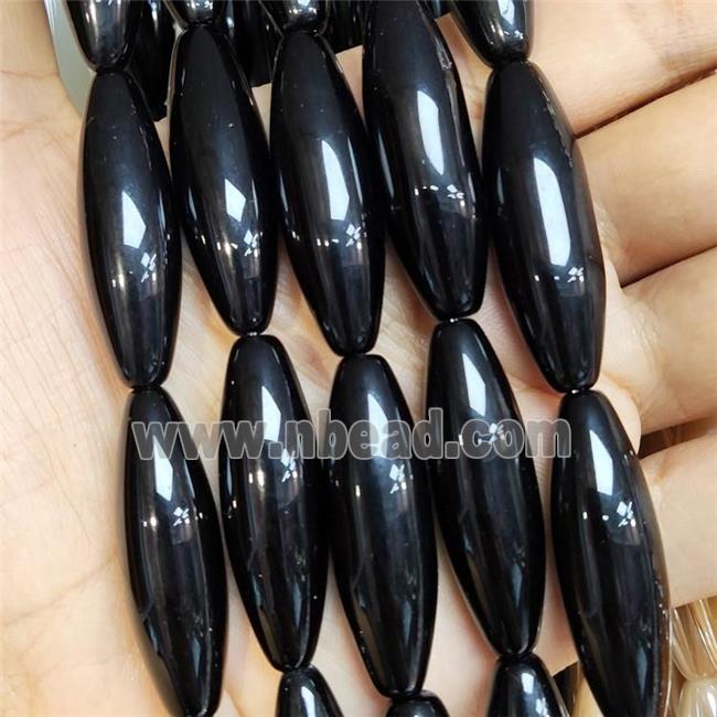 Black Crystal Glass Rice Beads