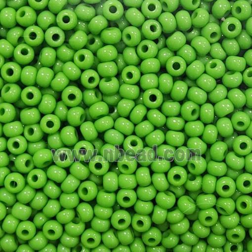 Green Glass Seed Beads Rondelle A-Grade
