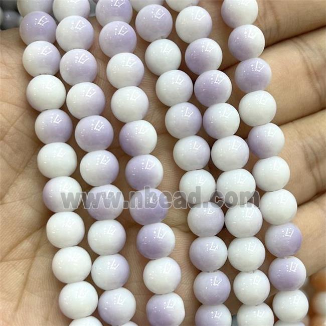 Ceramic Glass Beads Smooth Round Purple