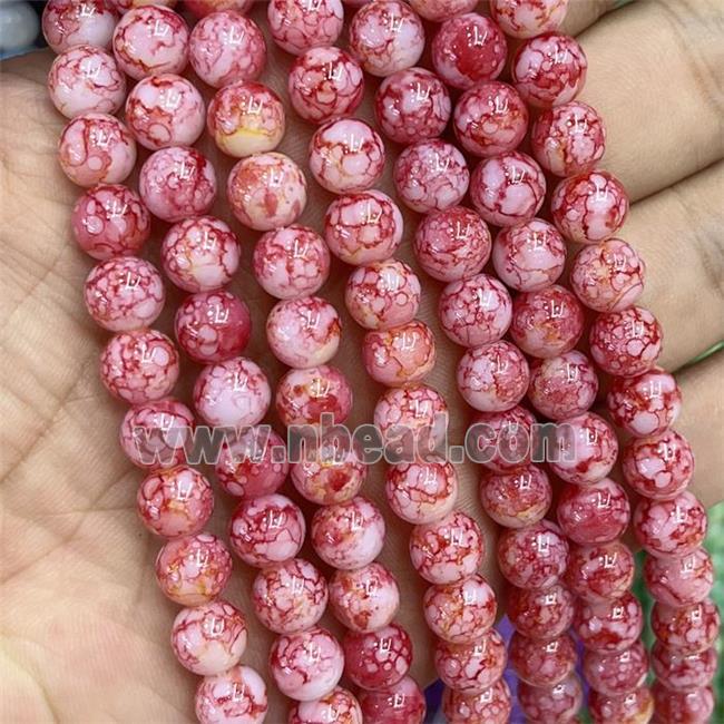 Red Glass Beads Smooth Round