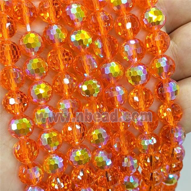 Orange Chinese Crystal Glass Beads Electroplated Faceted Round