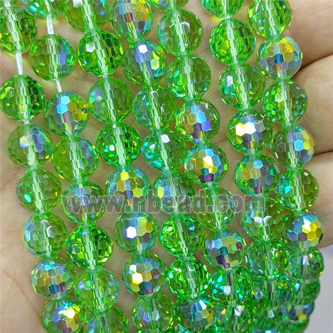 Green Chinese Crystal Glass Beads Electroplated Faceted Round