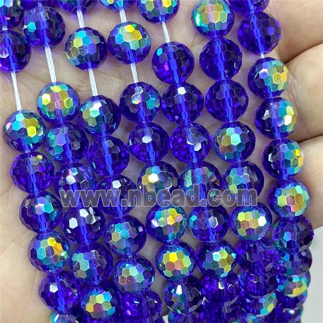 Darkblue Chinese Crystal Glass Beads Electroplated Faceted Round