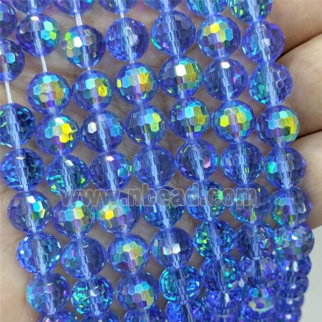 Blue Chinese Crystal Glass Beads Electroplated Faceted Round