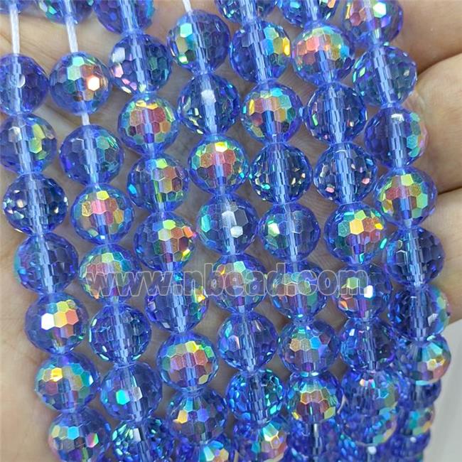 Blue Chinese Crystal Glass Beads Electroplated Faceted Round