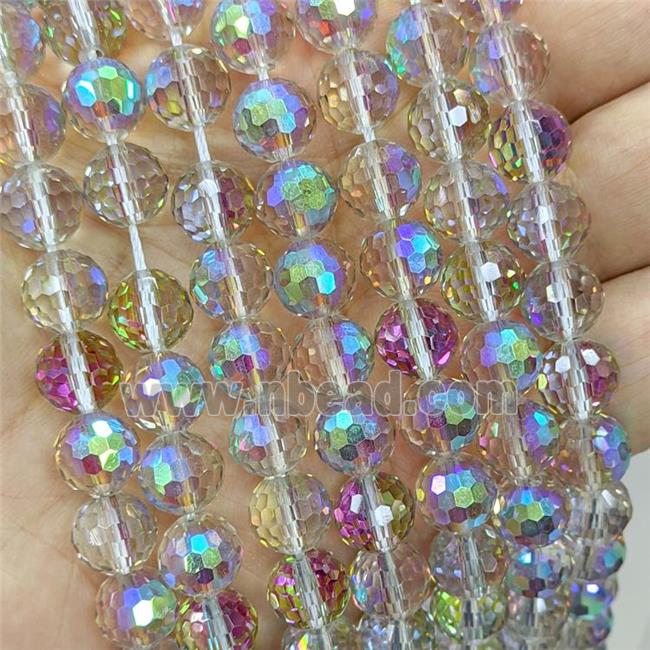 Chinese Crystal Glass Beads Electroplated Faceted Round