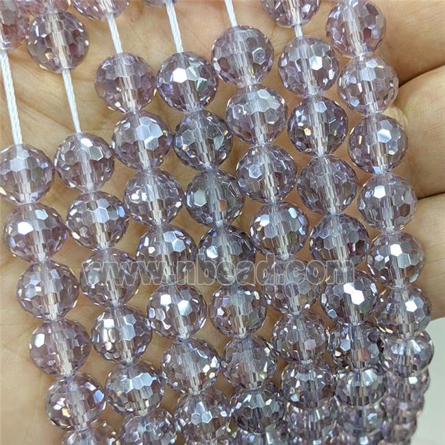 Chinese Crystal Glass Beads Gray Electroplated Faceted Round