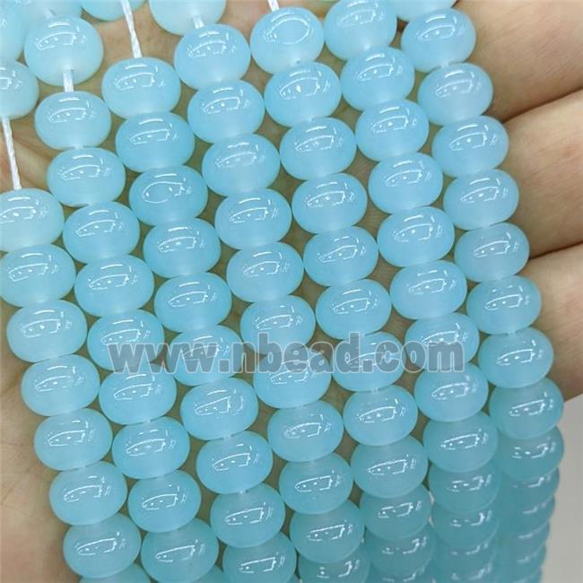 Jadeite Glass Beads Lt.blue Dye Smooth Rondelle