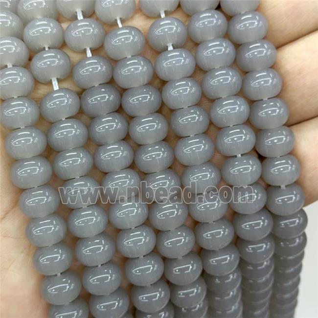 Jadeite Glass Beads Gray Dye Smooth Rondelle
