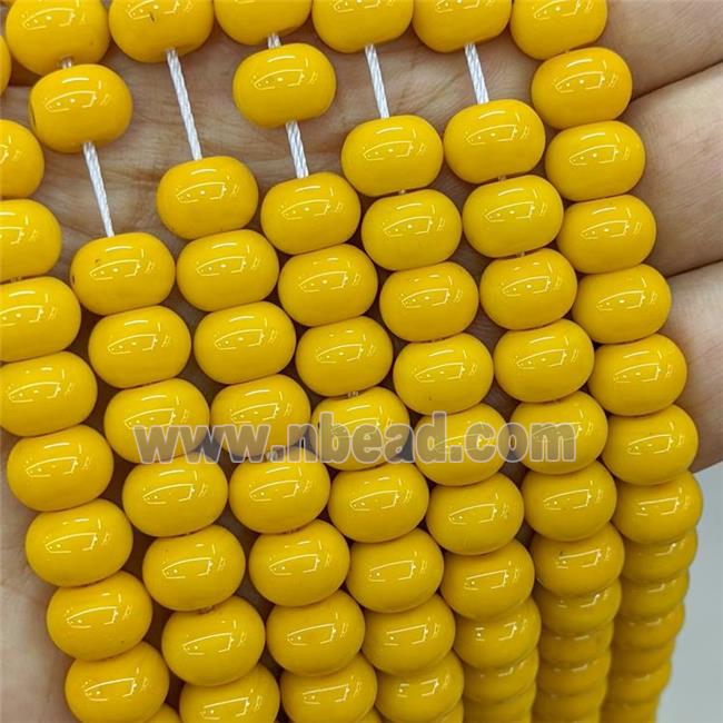 Jadeite Glass Beads Yellow Dye Smooth Rondelle