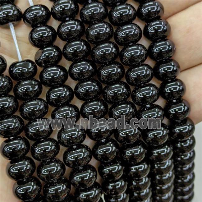 Jadeite Glass Beads Black Dye Smooth Rondelle