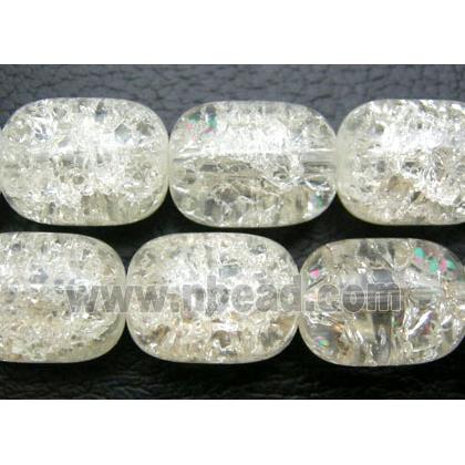 Clear Crackle Glass Beads, barrel