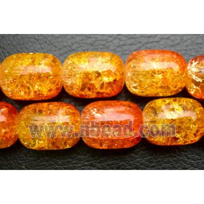 Crackle Glass Beads, barrel, orange