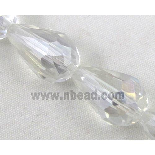 chinese crystal glass bead, faceted teardrop, AB color