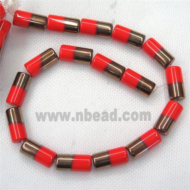 red Jadeite Glass tube beads