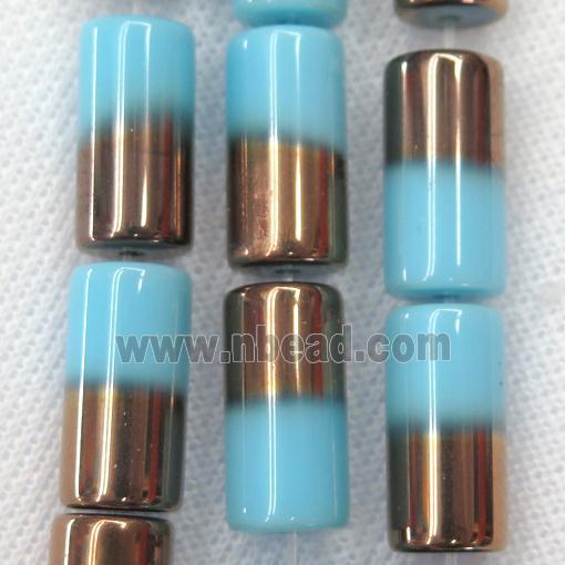 aqua Jadeite Glass tube beads
