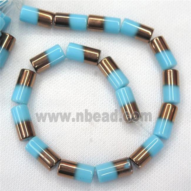 aqua Jadeite Glass tube beads
