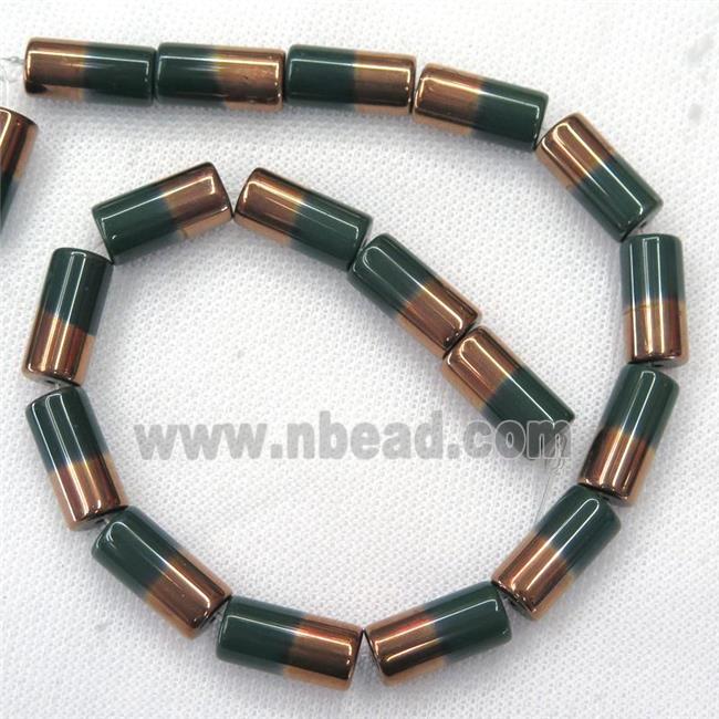 deepgreen Jadeite Glass tube beads