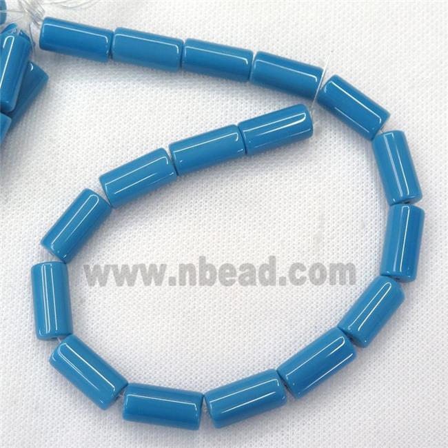 blue Jadeite Glass tube beads