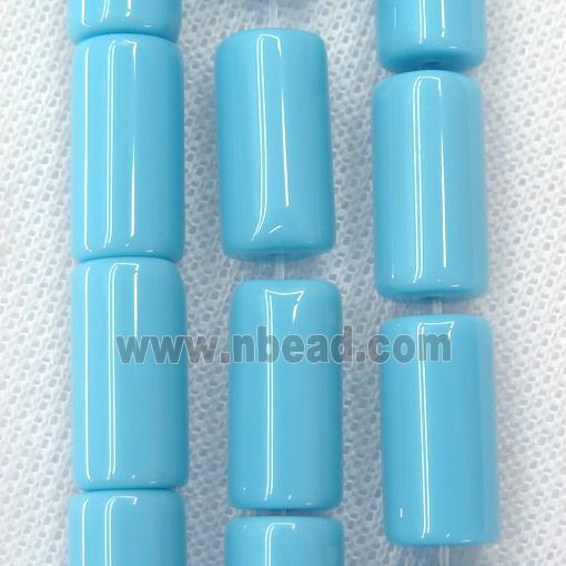 blue Jadeite Glass tube beads