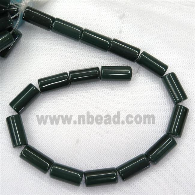 darkgreen Jadeite Glass tube beads