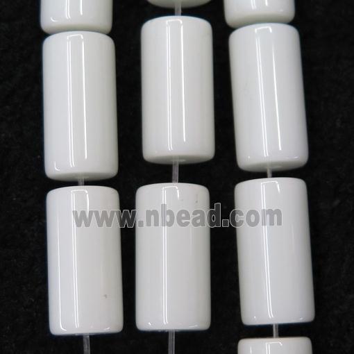 white Jadeite Glass tube beads